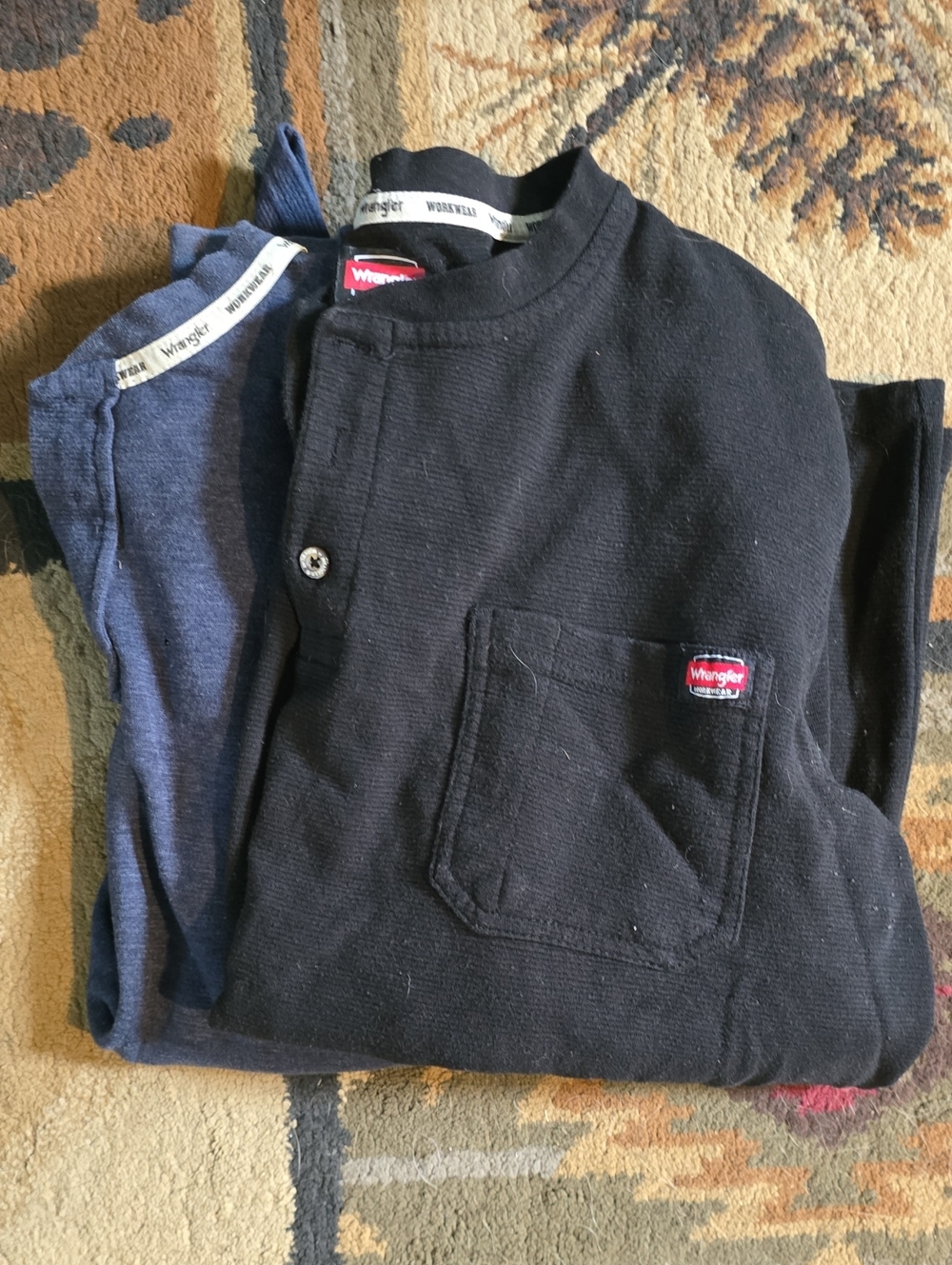 Wrangler Black Long-Sleeve Henley with Chest Pocket